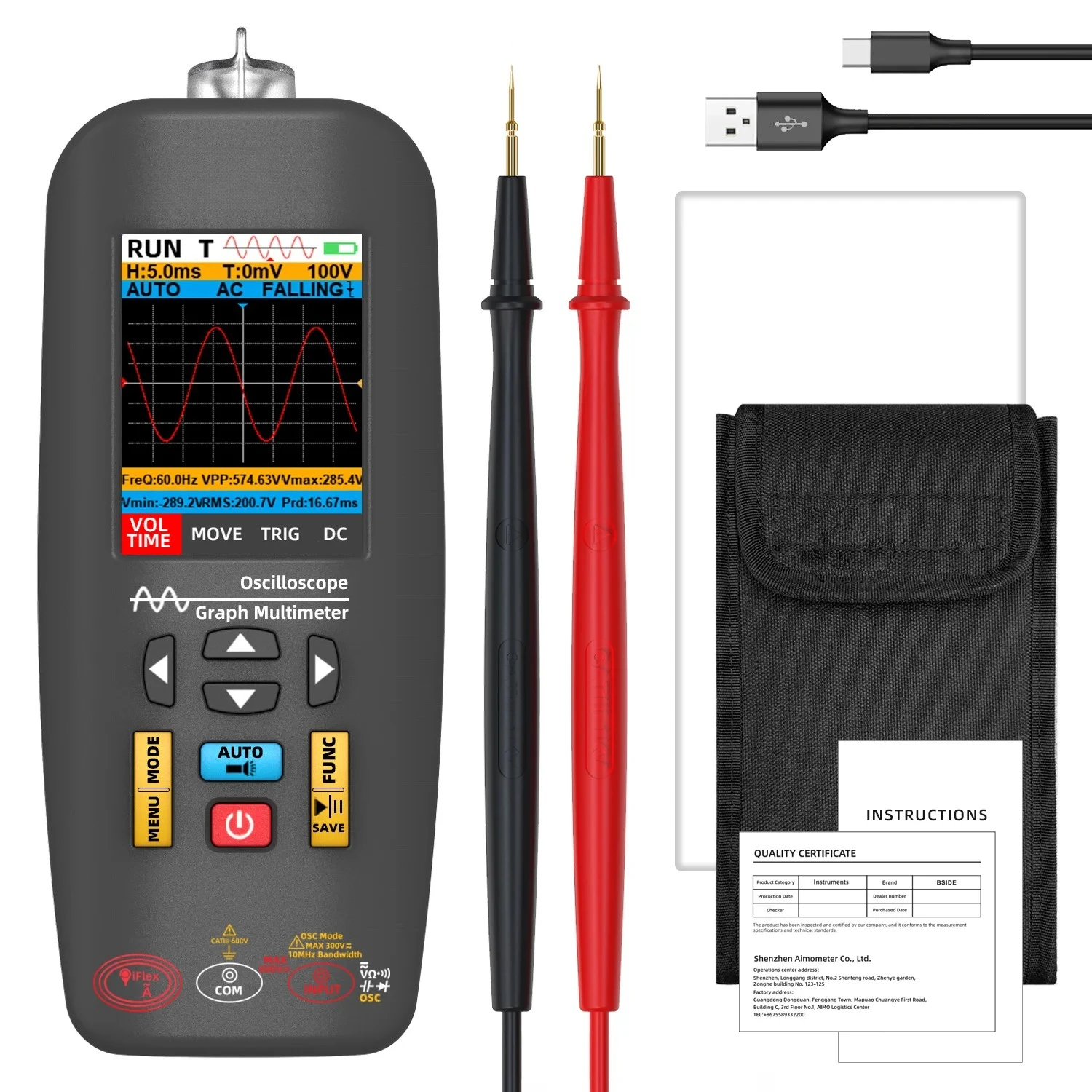 Intelligent Digital Oscilloscope And Auto Range Graphical Multimeter Customized OEM Supported