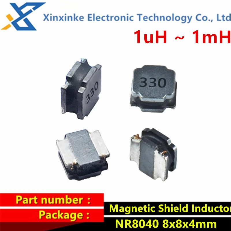 

10PCS NR8040 8x8x4mm Magnetic Shield Type Power Wound Inductor 1uH ~ 1mH 1.5u/2.2/4.7/10/100/15/22/47/150/470/680 SMD Inductance