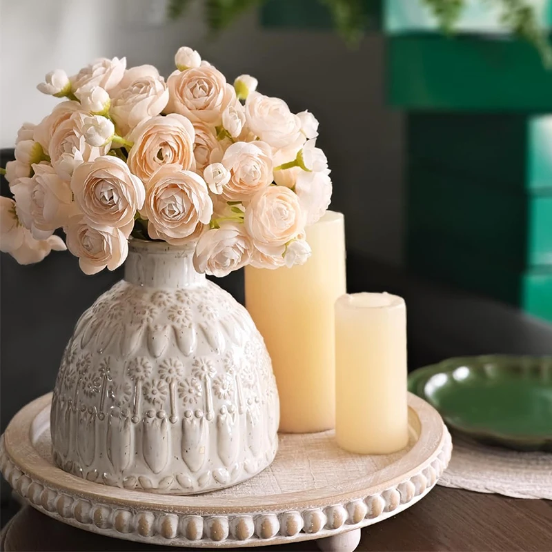Ranunculus زهرة اصطناعية فو الحرير صغيرة Ranunculus الزهور DIY بها بنفسك باقة السائبة وهمية الزفاف حشو الزهور 18 قطعة