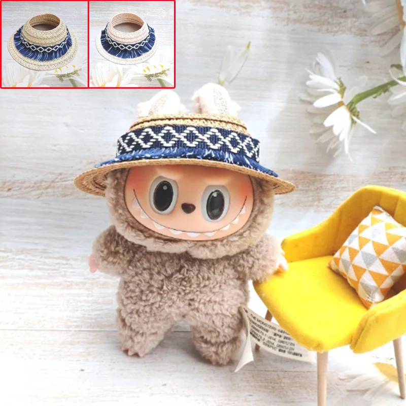 

Doll Accessories for 17cm Labubu Doll Hats Open Top Straw Hat Dress Up Toy Kits Festival Gift