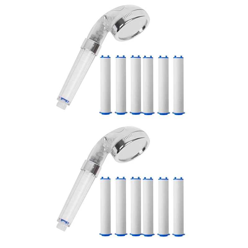 

2X Bathroom Handheld Shower Water Saving Head Set With 12 Filters High Pressure Portable Shower Head Hand Shower