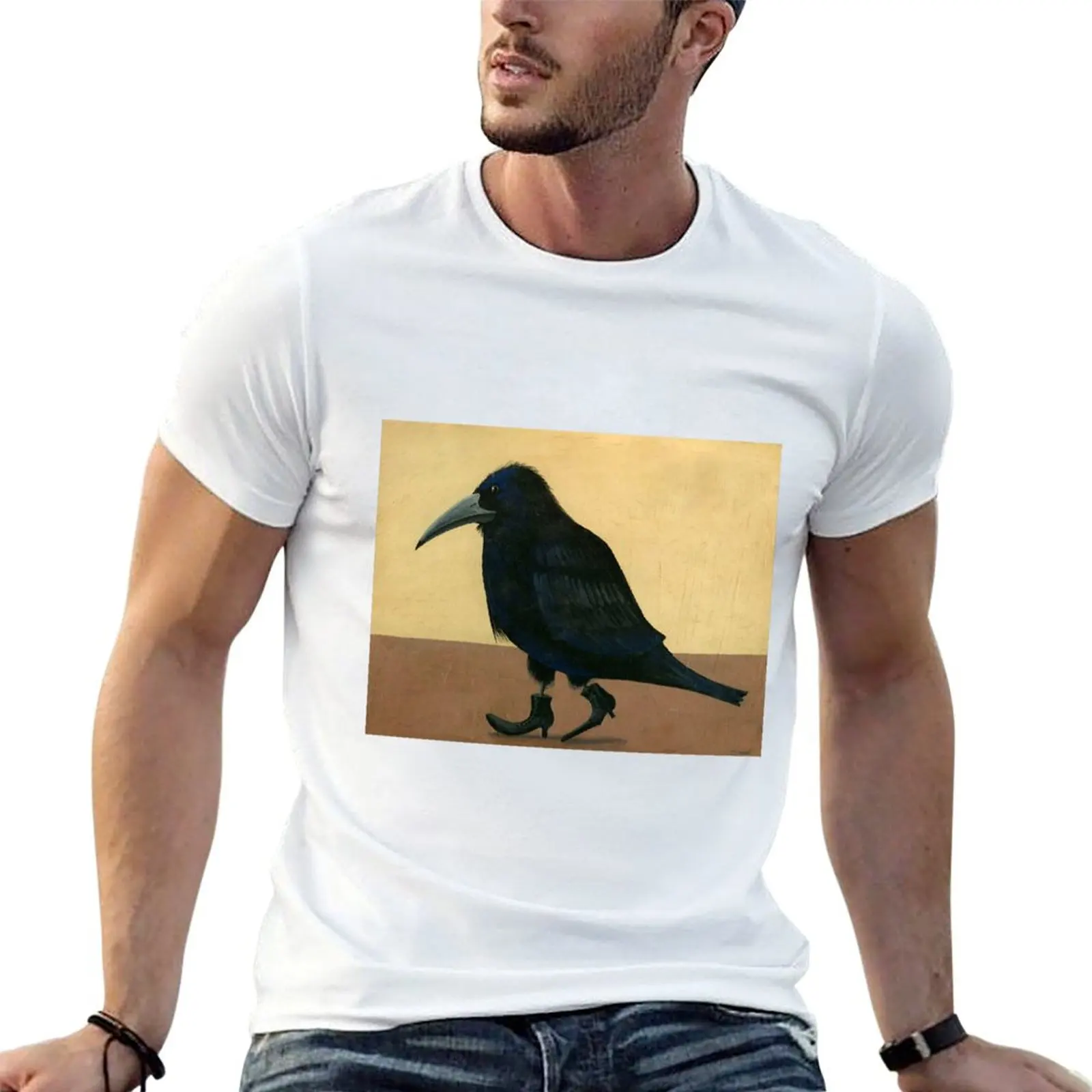 Crow Wearing Boots T-Shirt Daily Wear Print T-Shirt