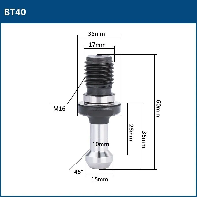 Ziehen Stud Retention Knob BT30 BT40 45 Grad Ziehen Nagel für CNC Fräsen Cnc-drehmaschine Werkzeug Halter – Detail 4