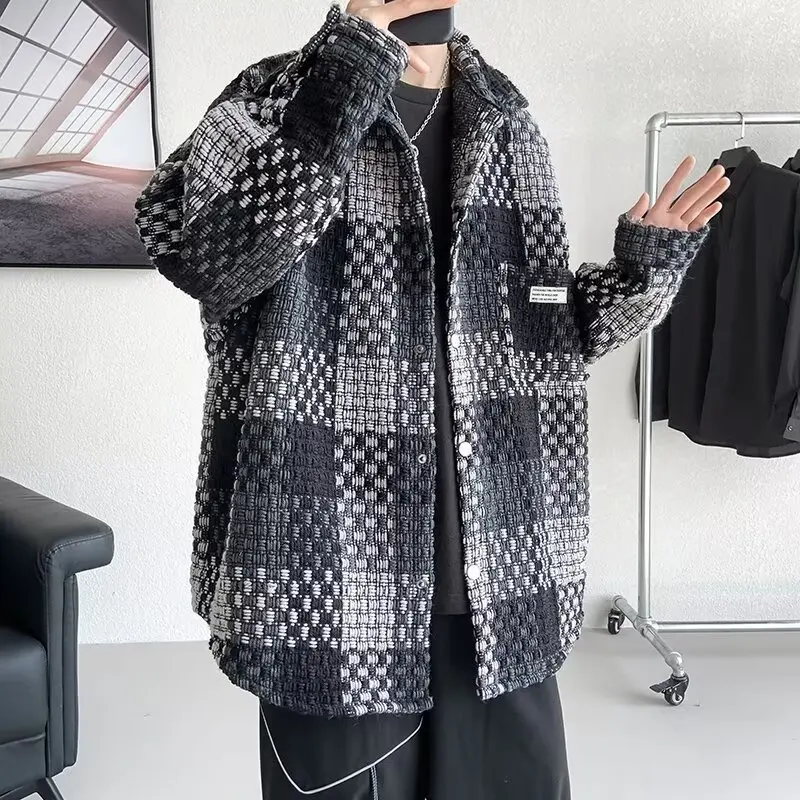 

Autumn and Winter Woolen Jacket Men's High-end Trendy Brand Thickened Top New Trendy Brand Ruffian Handsome Fried Street Jacket