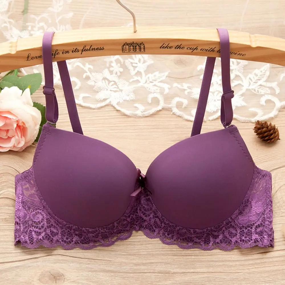 Modischer Mesh-Spitzen-BH mit tiefem V-Ausschnitt, stoßfeste Lingerie-Unterwäsche für Damen, süßer Anti-Sagging-Push-Up-BH für Mädchen – Detail 12