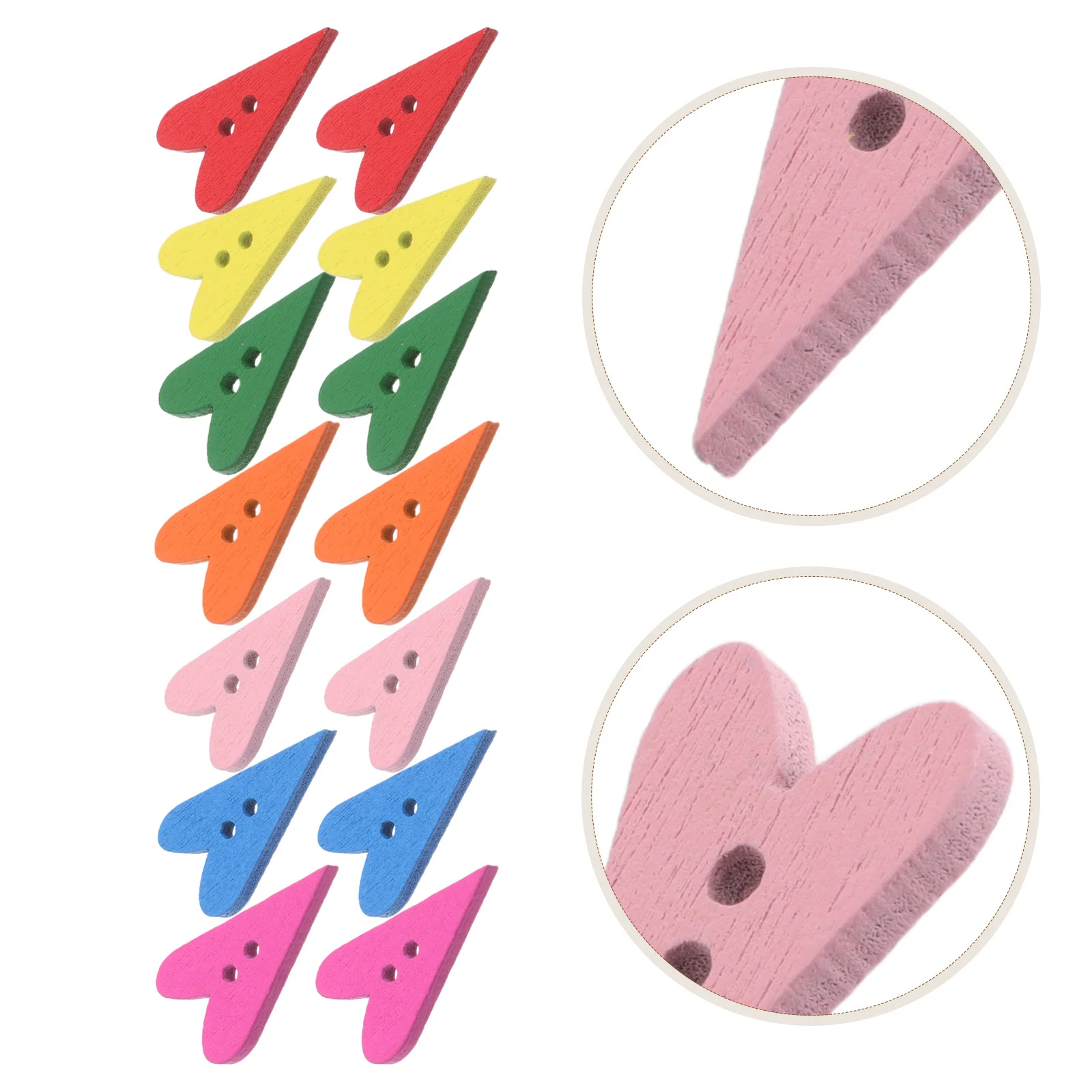

500Pcs Colorful Heart Wood Buttons Long Shape 2-Hole Sewing Accessories for Crafts Clothing Decoration DIY Heart Buttons Bulk