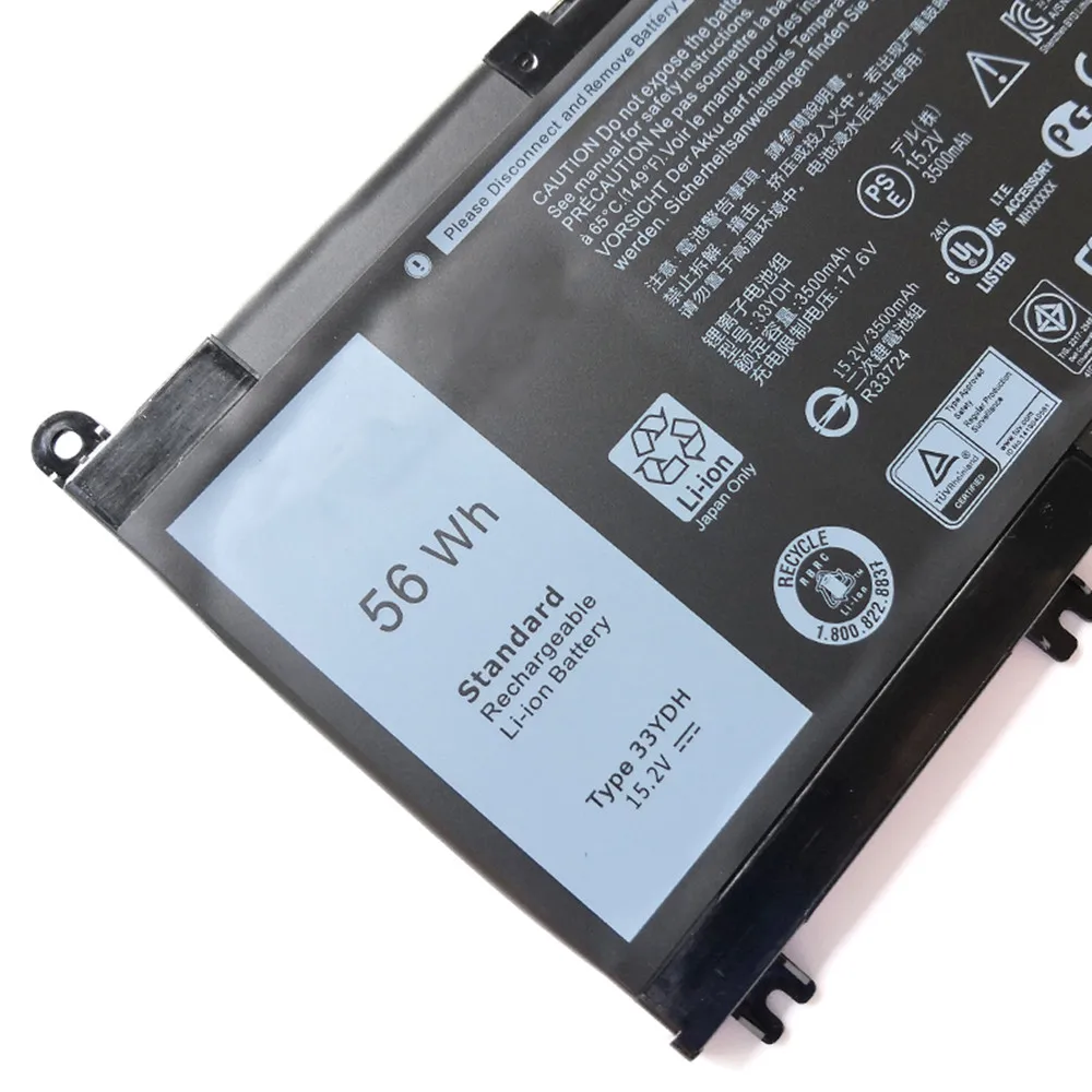 DELL-33YDH Bateria para Dell, Dell Inspiron 15, 7577, 7588, 17, 7773, 7778, 7779, 7786, G3, 3579, 5587, 3779, 7588, P30E, série P71F, 15,2 V, 56WH