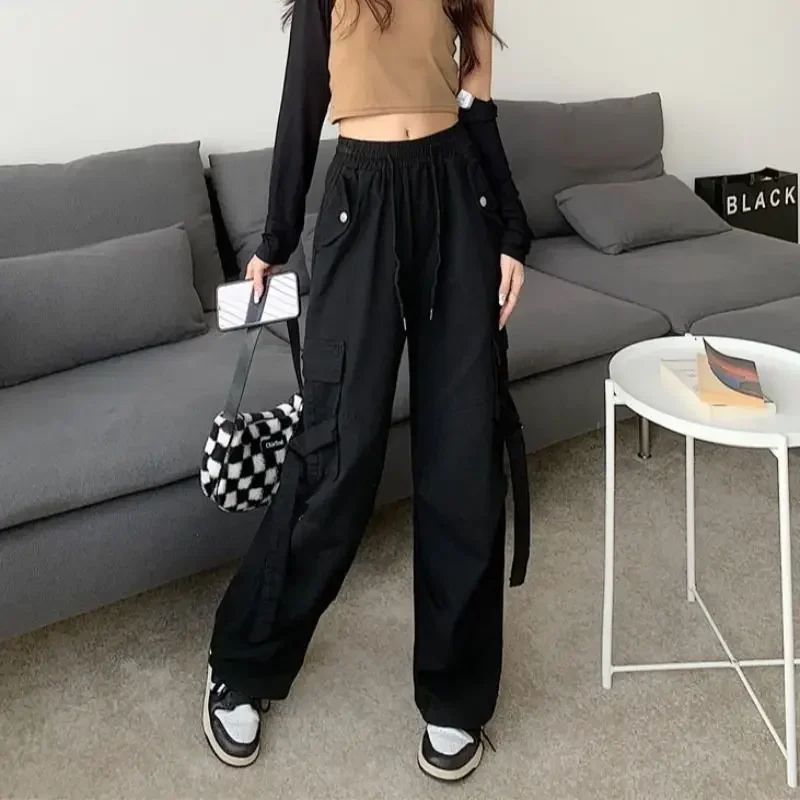 Mopping Pants Women Streetwear Harajuku Retro American Style Hipster Baggy Aesthetic Trousers Vintage High Waist Mujer New