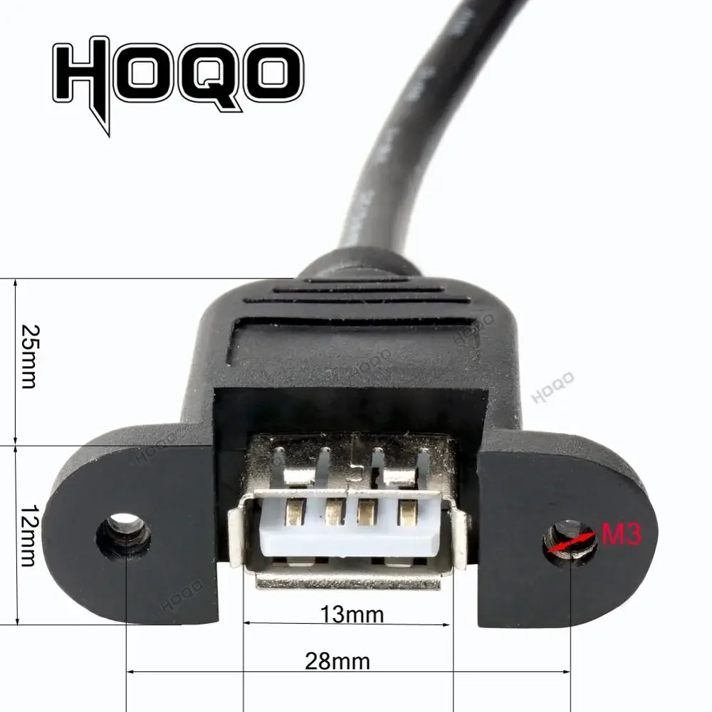 Panel Mount USB Extension Cable,Type-A Port usb2.0 Male to Female with Screw hole lock connector Cord cabo 30cm 1M 5M 1.5M