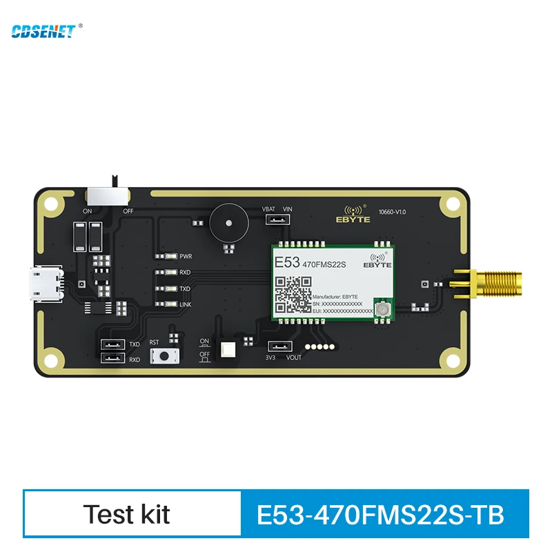 

Test Board E53-470FMS22S-TB for 470MHz Lora FMS Star Networking Module CDSENET 22dbm Ad Hoc Relay Networking Long Distance 3KM