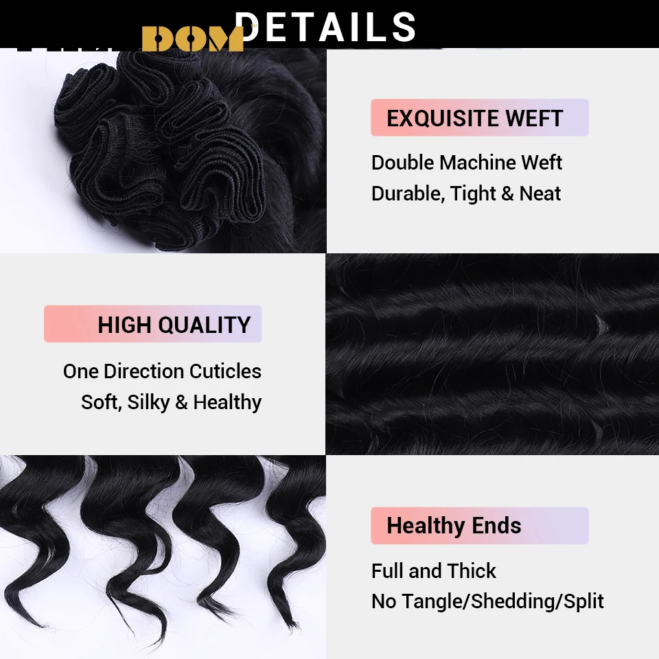 FREEDOM Synthetic Deep Wave Ponytail Hair Bundles 24 Inch 6pcs Hair Weave Ombre Brown High Temperature Fiber Hair Extensions