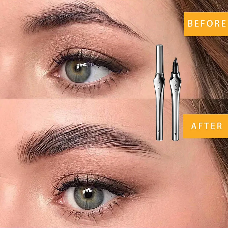 Ulepszony pisak do brwi z zakrzywioną końcówką dwufunkcyjną, płynny eyeliner o ultra-cienkiej końcówce, pisak do dolnych rzęs, naturalny szaro-brązowy makijaż oczu, wielofunkcyjny.