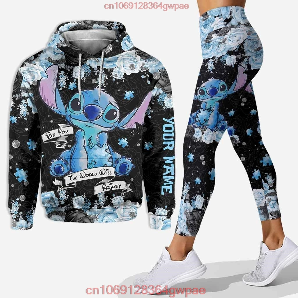 Custom Stitch 3D Hoodie and Leggings Set Women's Casual Stitch Yoga Pants Suit Disney Yoga Hoodie Leggings Fashion Tracksuit Set