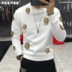 Man Hoodie Rhinestone Alien Casual Sweatshirt New Fashion Hoody Fleece Warm Streetwear High-Quality Men’s Clothing Winter Autumn