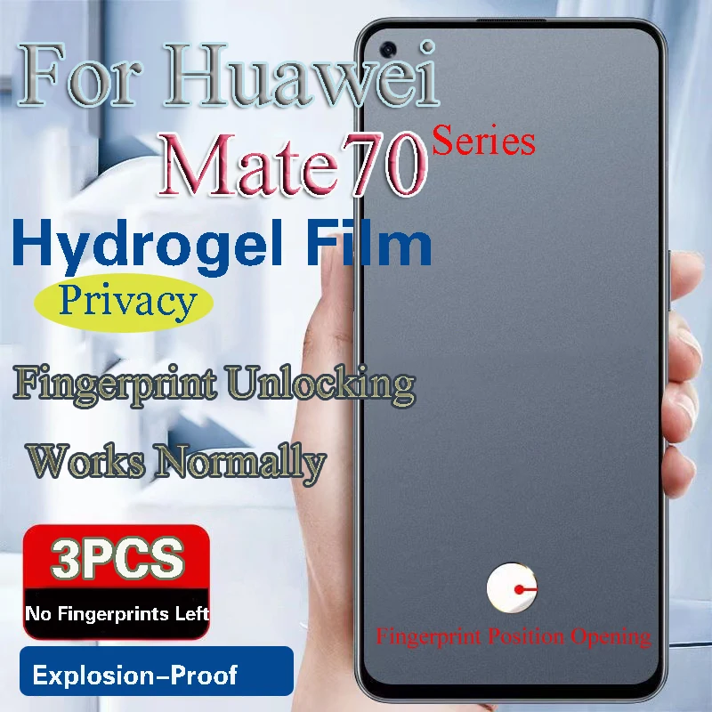 Mate70Pro Privacy Screen Protector For Huawei Mate70 Pro+ Hydrogel Film Mate70RS Anti-Peeping Soft Fingerprint Unlocking Works