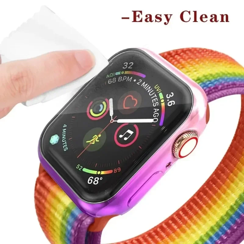 Stuk Regenboog Horloge Hoesje Voor Apple Iwatch Serie 7 6 5 4 Se 40Mm 44Mm Bumper Schermbeschermer Iwatch Serie 3 2 1 38Mm 42Mm