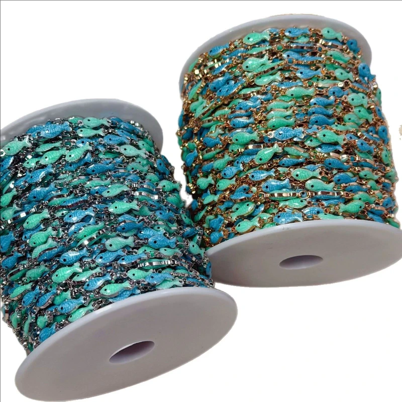 10 Meters New Gold Color Plated Fish Beads Link Chains For DIY Jewelry Making No Fade Extend Chain Crafts Accessories