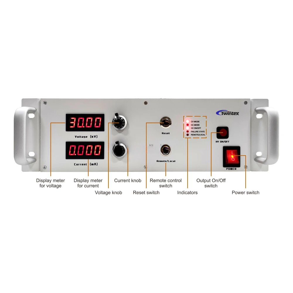 5kV-40kV 60kV High Voltage AC / DC Power Supply 40kV 50mA 1000W 1500W 2000W