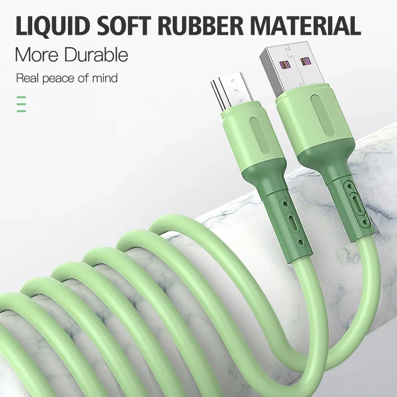 

1M Micro USB Cable Fast Charging Liquid Soft Silicone Cable For Charging Electronic Lighter For Android Mobile Phone Data Cord