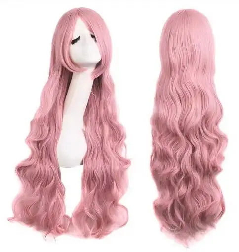 

Pink Wigs with Bangs Long Wavy Pink Wigs for Women Synthetic Natural Wavy Wig Heat Resistant Colorful Wigs for Daily Party Cospl