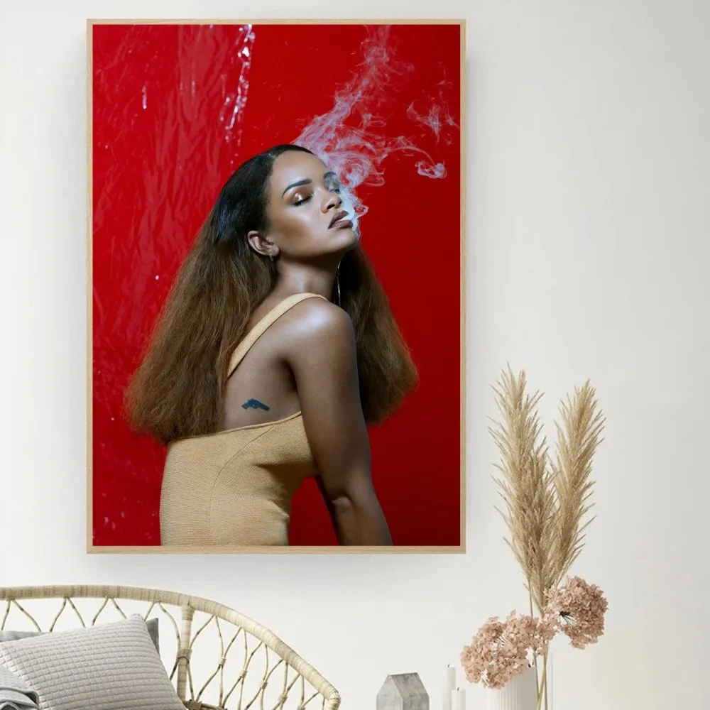 Hot Singer R-RIHANNAS Poster DIY Vintage Movie Poster Wall Art Painting Study Stickers Big Szie Wall Painting