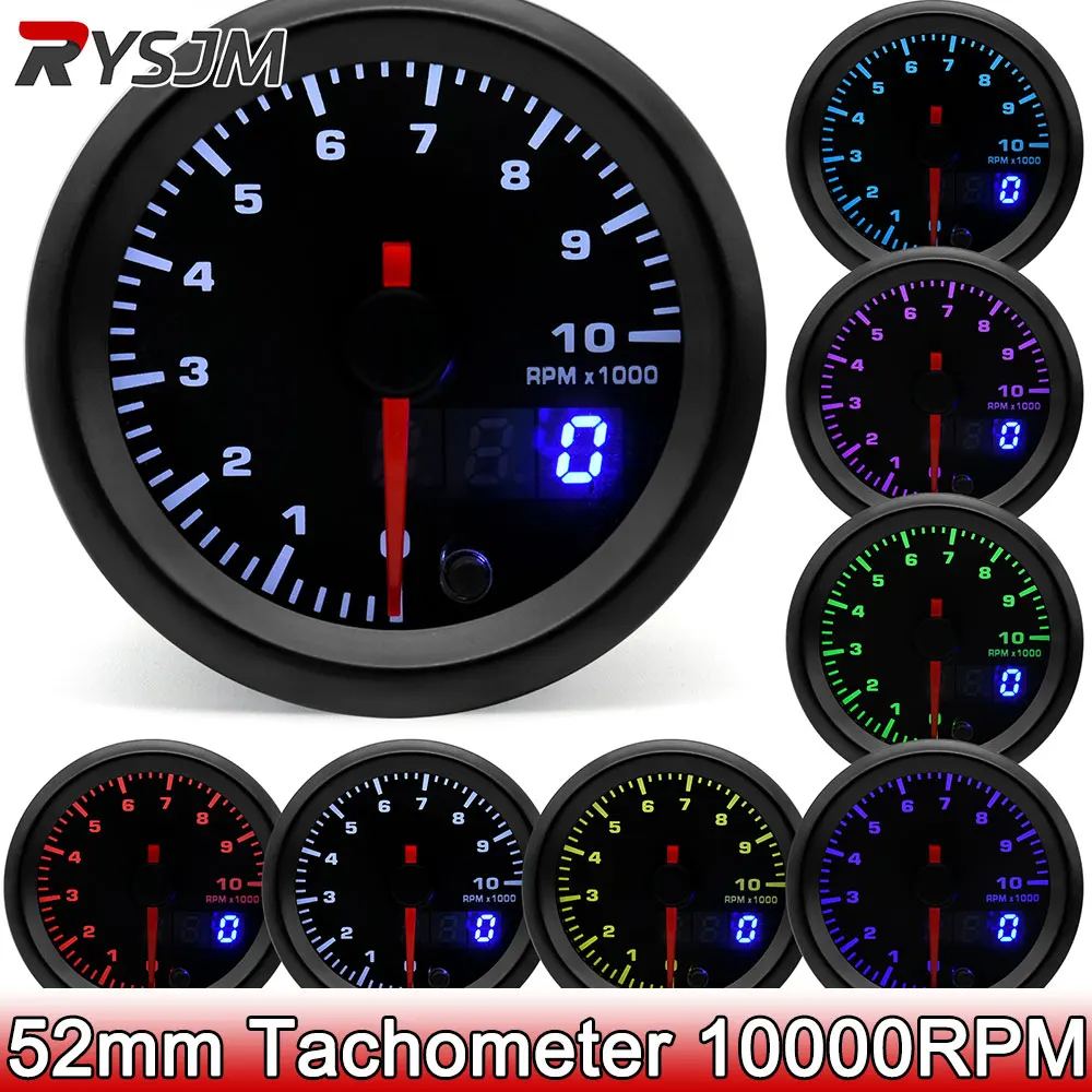 مقياس سرعة دوران بإضاءة خلفية ليد للسيارة ، قطع غيار السيارات ، 0-1.8 دورة في الدقيقة ، 52 مقياس ، 7 ألوان ، ملحقات السيارات #1