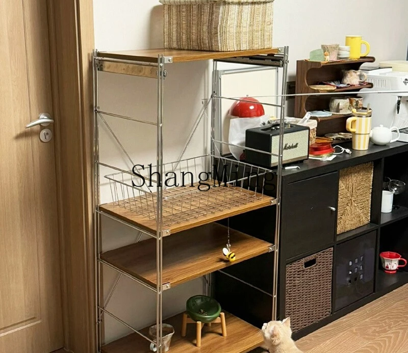 

CL Storage Kitchen Basket Floor-standing Multi-layer Stainless Steel Storage Microwave Rack Multi-functional Storage Cabinet
