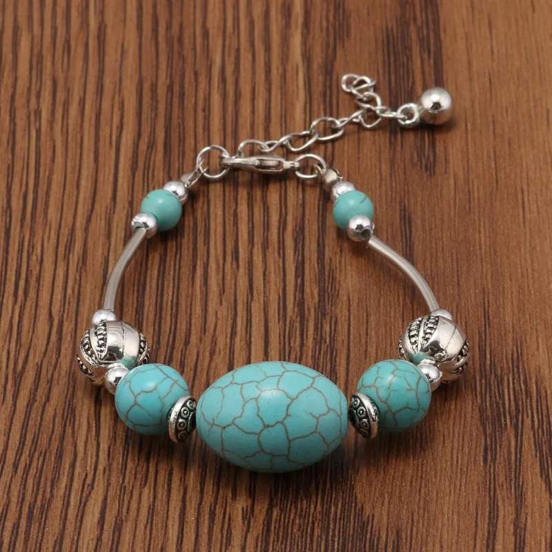 Böhmisches handgefertigtes Armband mit türkisfarbenen Perlen für Frauen und Mädchen, Party- und Festivalschmuck, Geschenke – Detail 7
