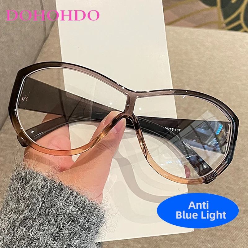 Übergroßen Rahmen Oval Optische Gläser Männer Frauen Mode Luxus Marke Designer Computer Lesen Anti-Blau Licht Brillen Lentes