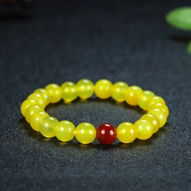 

Желтый Агат плюс красные Агатовые Бусины, куриное масло желтые круглые бусины модный и простой женский браслет
