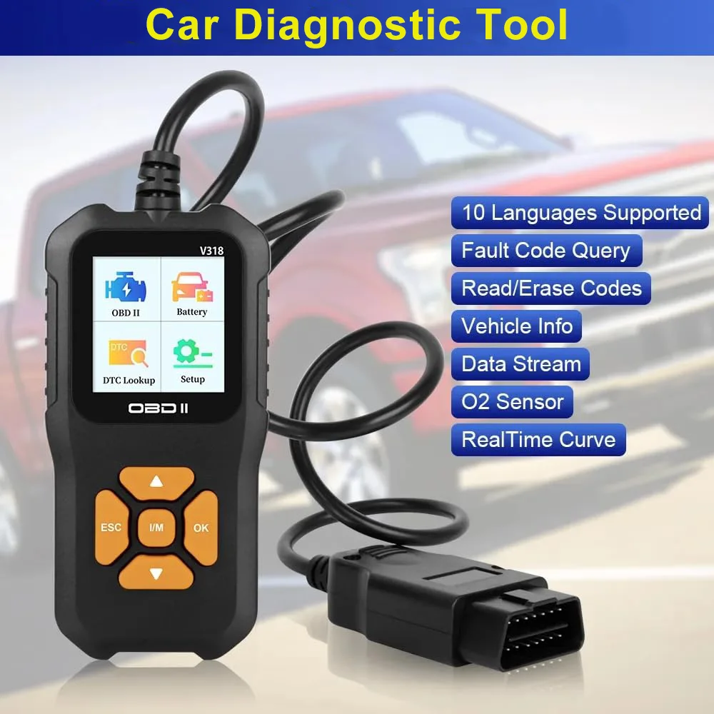 Car Obd2 Diagnostic Scanner Engine Fault Detector Code Reader Color Screen Evap Test Battery Voltage Check for Obdii Eobd Cars