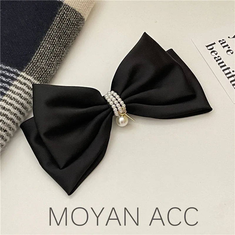 Korean Fashion Hairclips Satin Silk Bow Bowknot Hair Clips for Girls Barrettes Hair Accessories Ponyhair