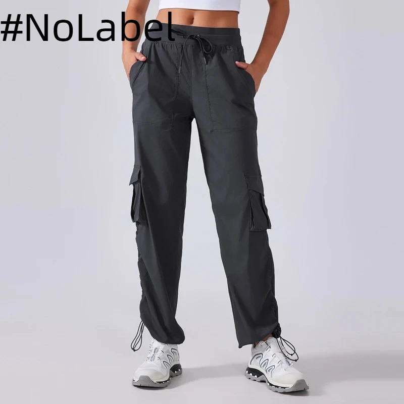 NoneLabelCollection Relaxed Fit Mid Rise Cargo Women Pants Breezy Unrestricted Lightweight Sweatpants Drawstring Waist Joggers