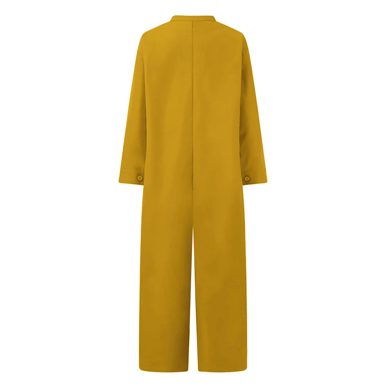 Jumpsuits women 2026 rompers multi-pocket solid color button open stitch pocket long sleeve jumpsuits women's clothing