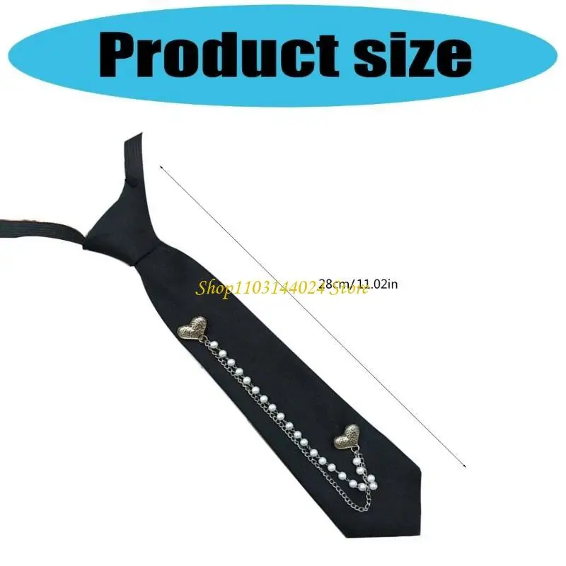 N5KE HEART BEADS Chain Necktie Campus Uniform TILE TIE PRIEN