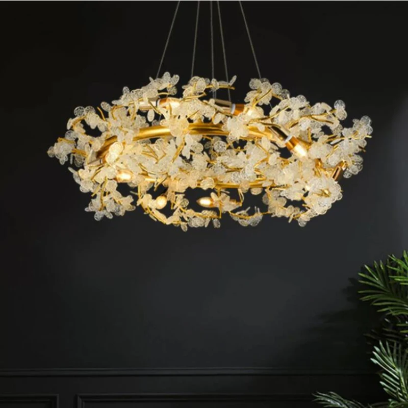 

Designer Luxury chandelier Living room Gold branch crystal decorative lighting creative engineering LED lamp