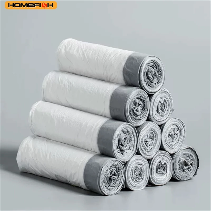 HOMEFISH Household Garbage Bag Drawstring Large Thickening Portable Pull Bag White Plastic Bag draw string bags drawstring bag
