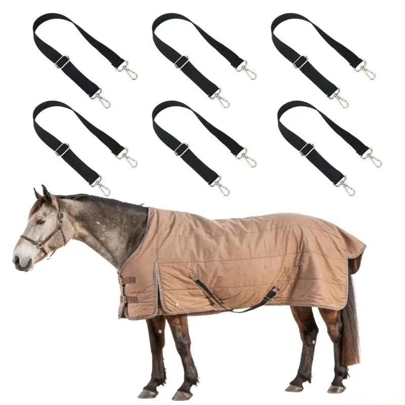 U2JB Adjustable Horse Blanket Leg Straps Elastic with Double Swivels Fasteners
