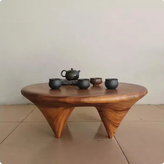 

Solid wood tatami coffee table low table Japanese zen homestay retro log pier kang several black bay window small coffee table