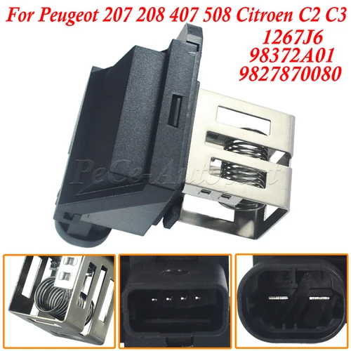 Imagen 2 del producto Ventilador de radiador para coche, Resistor de relé del Motor para Peugeot 207, 208, 407, 508, Citroen C2, C3, DS3, 1267J6, 98372A01, 9827870080