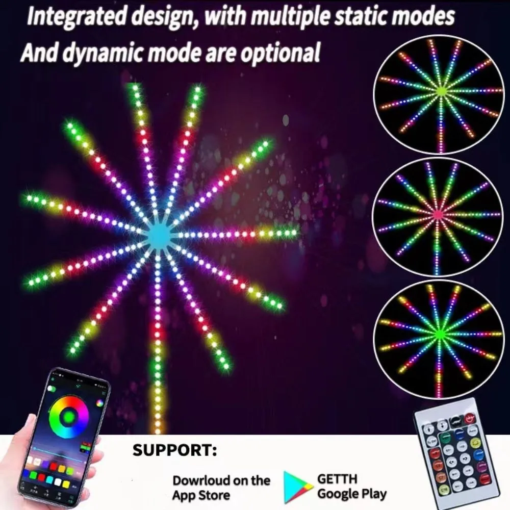 Sound Activated Firework Atmosphere Lamp Music Control Color Changing Dream Meteor Lamp USB Powered Bluetooth APP Control