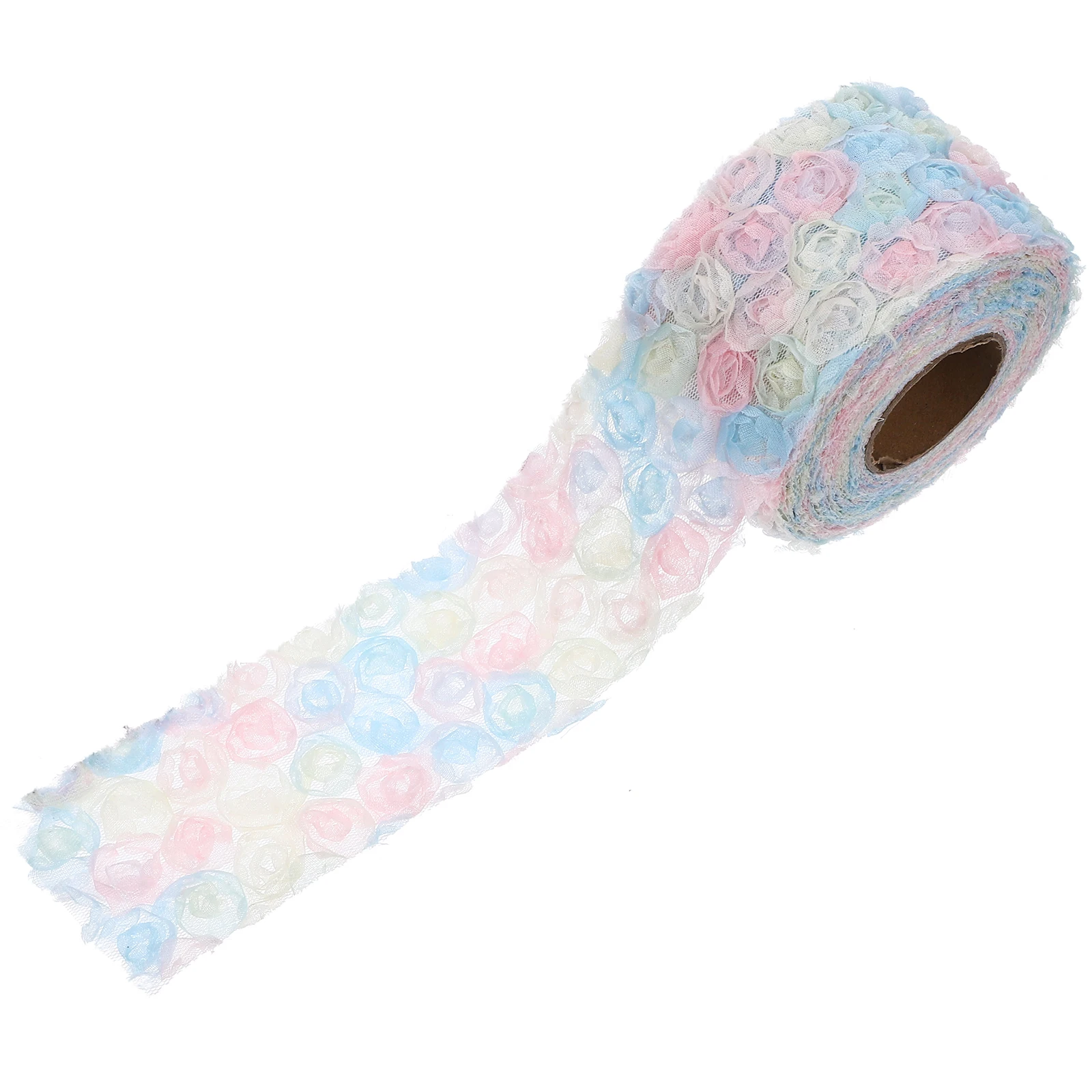 

Colorful Rose Embroidery Mesh 6cm Wide 5Yards Gradient Blue DIY Craft Fabric Flowers Accessories Packaging Decor Sewing Gauze