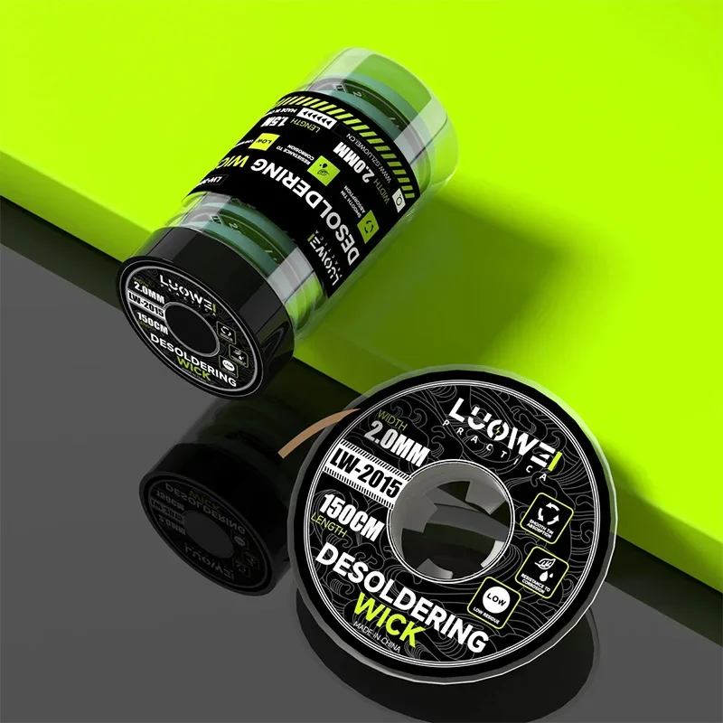 LUOWEI LW-2015 Desoldering Wick 2.0mm x 1.5m Strong Tin Absorbing Wire for PCB BGA Welding Rework Tin Remover Welding Tool