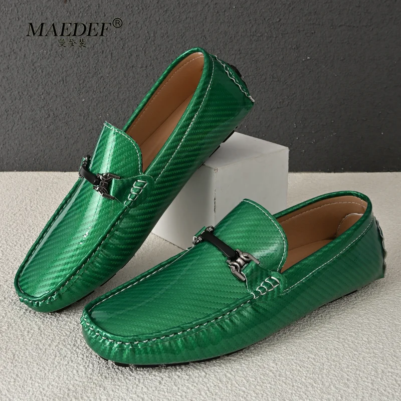 Men's Fashion Loafers Handmade Casual Slip on Shoes PU Leather Men Loafers Outdoor Comfortable Breathable Mens Driving Shoes
