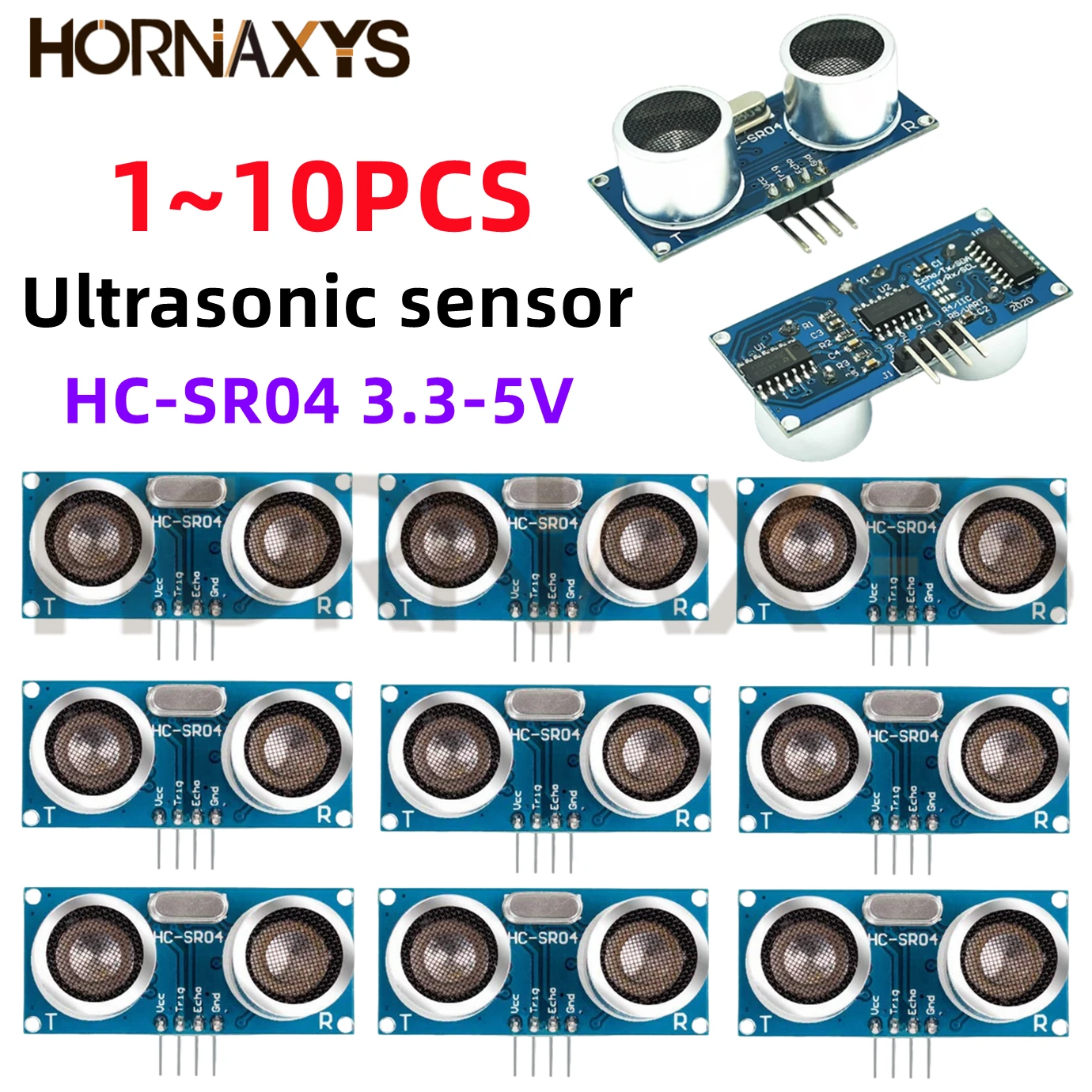 1-10 SZT./Czujnik ultradźwiękowy HC-SR04 HCSR04 Moduł wykrywania fal i pomiaru odległości HC SR04 Czujnik odległości 3.3V-5V