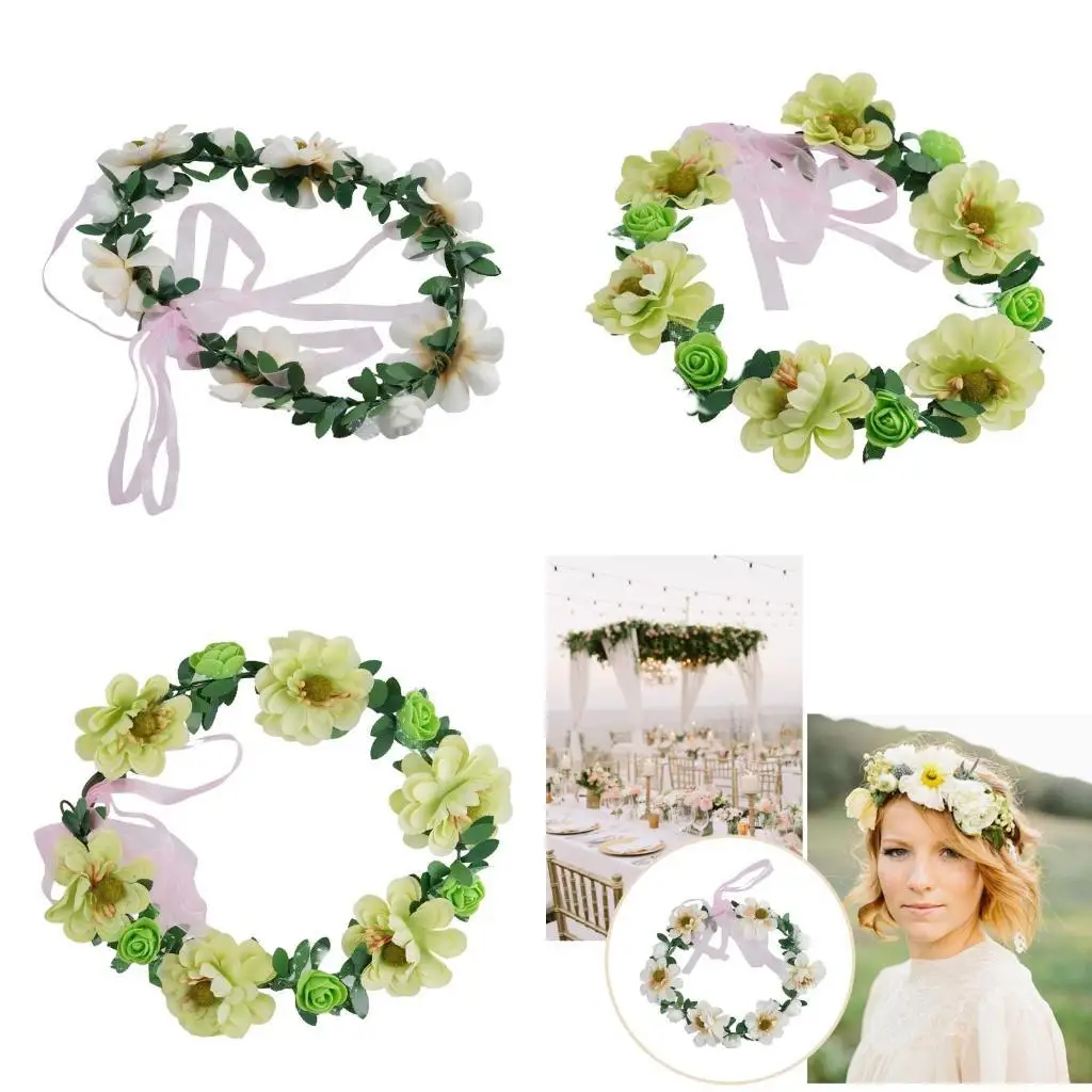

31BF Classy Flower Headband Festival Hair Band Garland Tiaras for Daily Happy Selfie