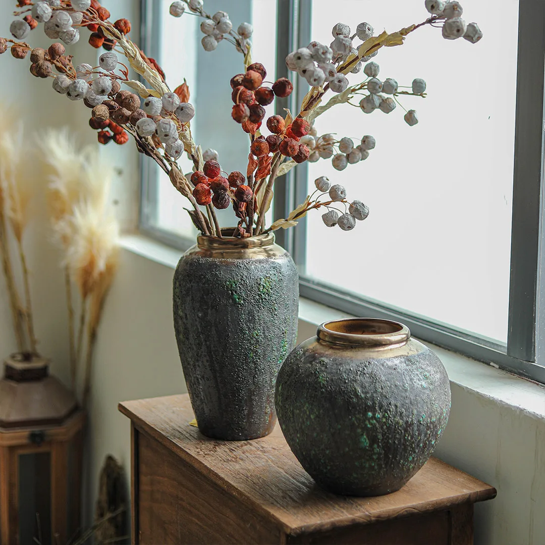 

The product can be customized.Vintage Ceramic Vase, Famous Residence Decoration, Coarse Ceramic Pot