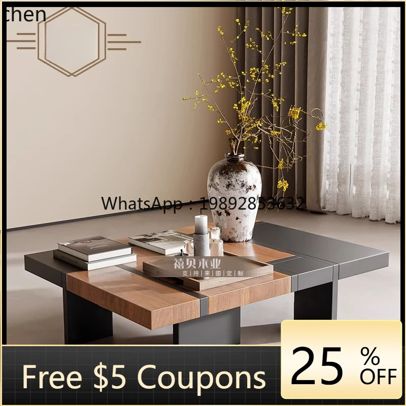 

ii medieval solid wood mother and child coffee table size high and low combination walnut color home accessories