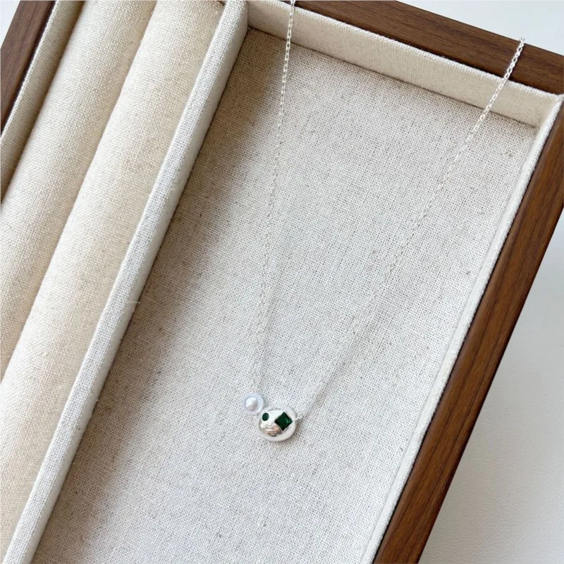 PANJBJ 925 en argent Sterling géométrie Zircon collier pour femmes perle minimalisme minimaliste Ellipse bijoux cadeau livraison directe