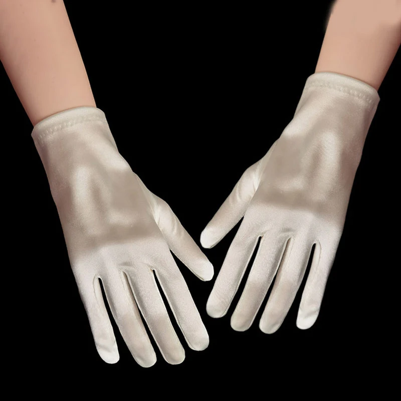 Hot High Stretchy Smooth Satin Gloves Etiquette Performances Gloves  Party Wedding Bridal Full Finger Gloves Costume Prom Gloves